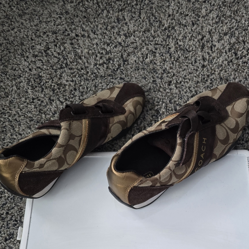 Coach Brown and Gold Fashion Sneakers